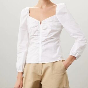 Women’s Veronica Beard White Peasant Top SIZE 2 Milkmaid Cottage Cotton Designer